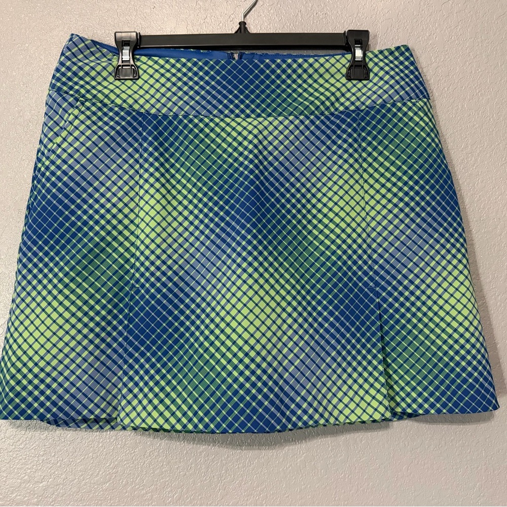 Nike Blue and Lime Plaid Skater Skirt